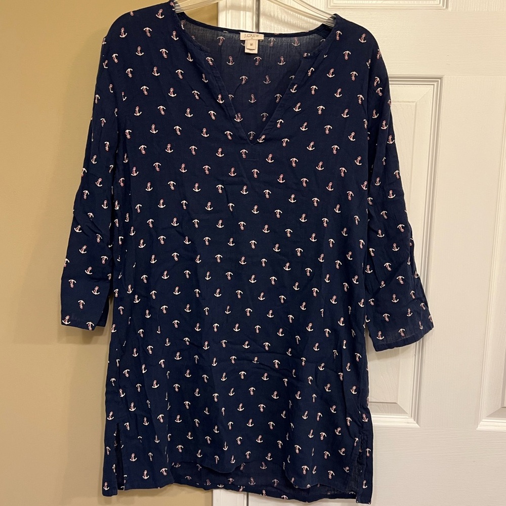 J. Crew Navy Anchor Pattern Tunic or coverup Great used condition